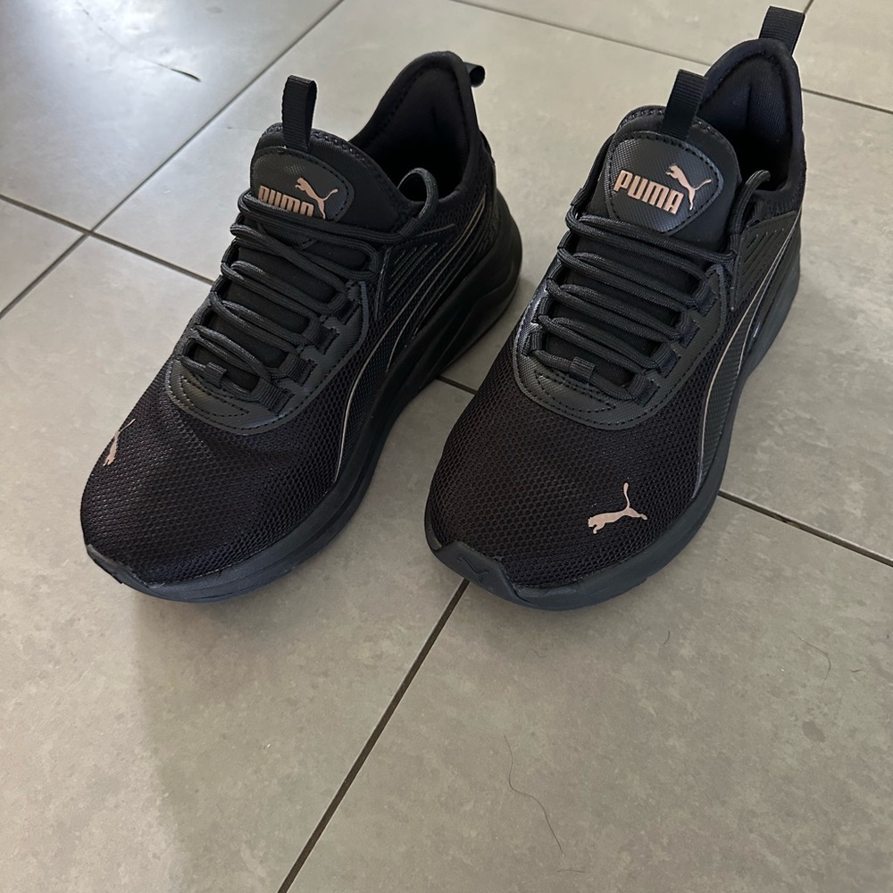 Puma Black Athletic Shoes with golden brown Highlights